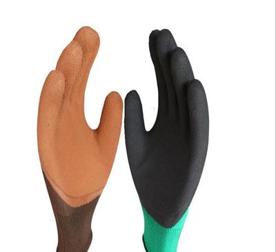 【十三針尼龍乳膠咖啡發(fā)泡半掛勞保手套耐磨防滑透氣工廠直銷】價格_廠家_圖片